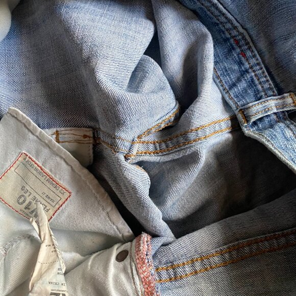 Express X2 Denim low rise light wash flared distressed jeans 10 Y2K cotton - Picture 12 of 15